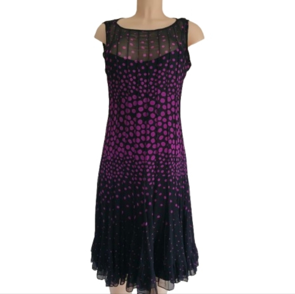 Polka Dot Midi Sleeveless Dress Size 10 Rickie Freeman Tori Jon